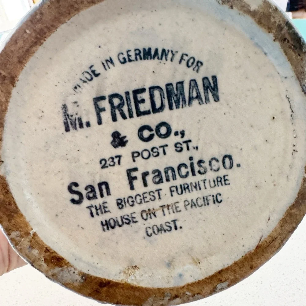 M. Friedman & Co. advertising stoneware pitcher Fannie Flagg Windy City